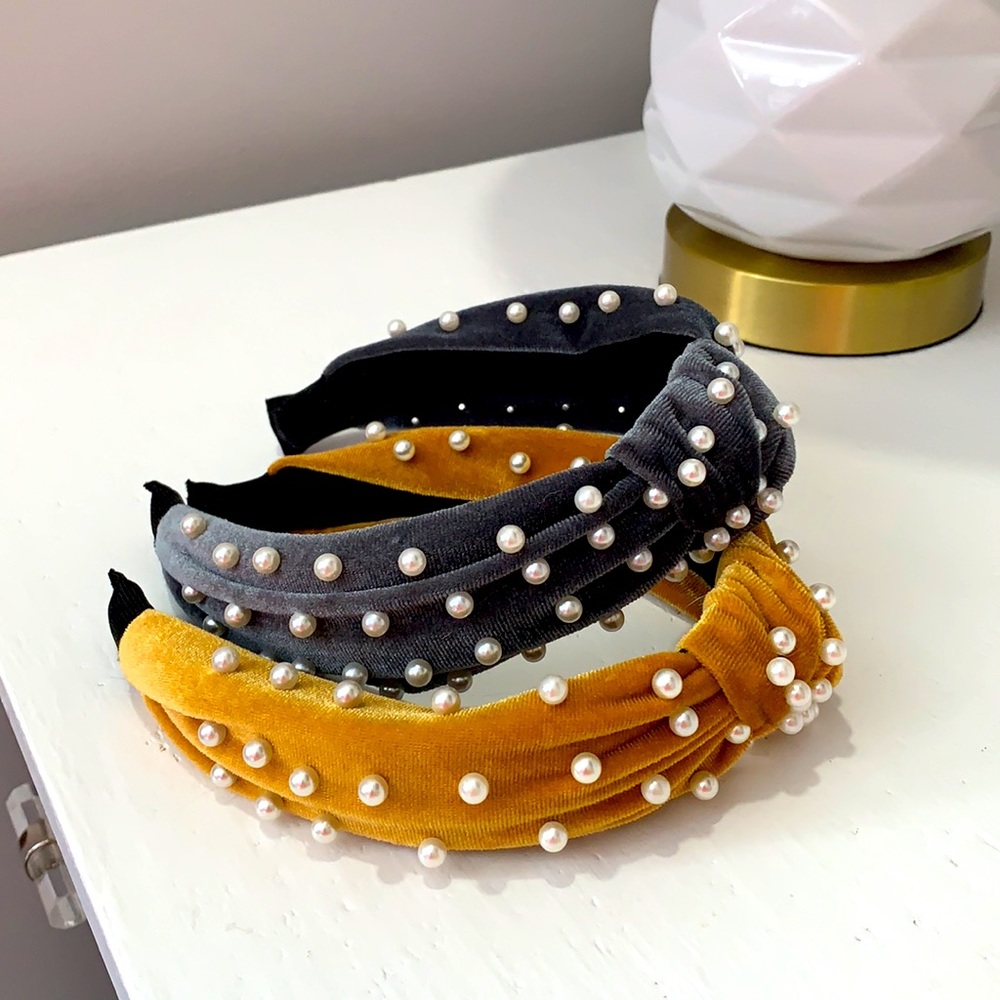 Set of 2 pearl knot headbands